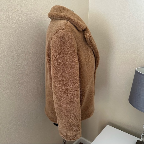 Banana Republic Vintage Faux Fur Teddy Double Breasted DARK CAMEL Coat Size S - Picture 7 of 15